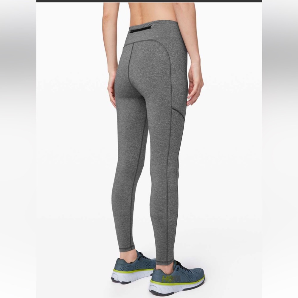 High-Rise Gray Seam-Detail Performance Leggings